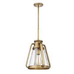 10-in 60W Everett Pendant, 120V, Natural Brass/Clear Glass