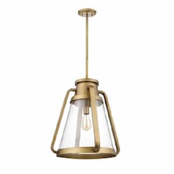 18-in 60W Everett Pendant, 120V, Natural Brass/Clear Glass