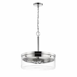 60W Intersection Pendant, 3-Light, 120V,Polished Nickel/Clear Glass