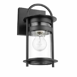 60W Bracer Wall Lantern, Small, 120V, Black/Clear Glass