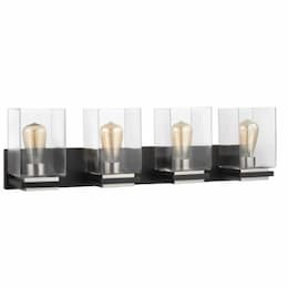 60W Crossroads Vanity 4-Light, 120V, Matte Black/Clear Glass