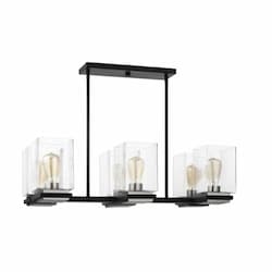 60W Crossroads Pendant, 120V, Matte Black/Clear Glass