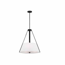 Nuvo Brewster Pendant Fixture w/o Bulbs, 3-Light, Faux Leather Straps, B/W
