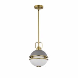 10-in Everton Pendant Fixture w/o Bulb, 120V, Matte Gray/Brass