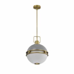 14-in Everton Pendant Fixture w/o Bulbs, 2-Light, Matte Gray/Brass