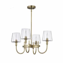 Brookside Chandelier Fixture w/o Bulbs, 4-Light, 120V, Vintage Brass