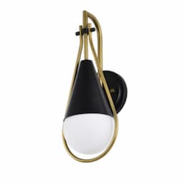 Admiral Wall Sconce Fixture w/o Bulb, 120V, Matte Black/Natural Brass