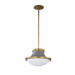 14-in Lafayette Pendant Fixture w/o Bulb, 120V, Gray/Natural Brass