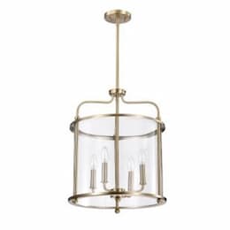 Yorktown Pendant Fixture w/o Bulbs, 4-Light, 120V, Burnished Brass