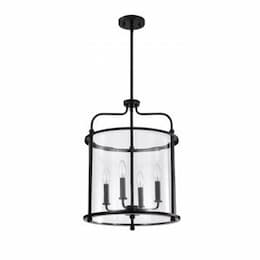 Yorktown Pendant Fixture w/o Bulbs, 4-Light, 120V, Matte Black