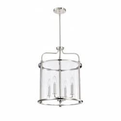 Yorktown Pendant Fixture w/o Bulbs, 4-Light, 120V, Polished Nickel