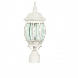 60W 21 in. Central Park Post Lantern, Clear Beveled Panels, White