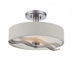 32W Wave LED Semi Flush Mount, Brushed Nickel, 2700K