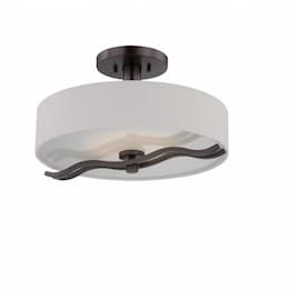 20W Wave LED Semi Flush Mount, Hazel Bronze, 2700K