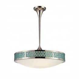 LED Raindrop Island Pendant Light Fixture, Polished Nickel, White Glass