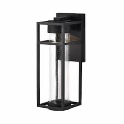 6W LED Ledges Wall Lantern, Medium, Dimmable, 120V, Black/Clear Glass