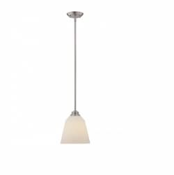 10.5W Calvin Mini Pendant Light, Satin White, 1-Light, Brushed Nickel