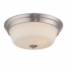 20W Calvin Flush Mount Light, Satin White, 1-Light, Brushed Nickel