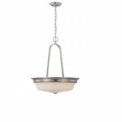 27W Calvin Pendant Light, Satin White, 3-Light, Brushed Nickel