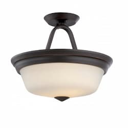 21W Calvin Semi-Flush Fixture, Satin White, 2-Light, Mahogany Bronze