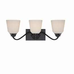 29.4W Calvin Vanity Light Fixture, Satin White, 3-Light, Mahogany Bronze