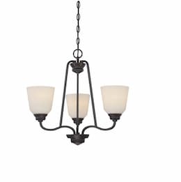 29.4W Calvin Chandelier Light, Satin White, 3-Light, Mahogany Bronze