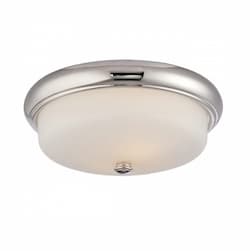 9.8W Dylan Flush Mount, Etched Opal, Polished Nickel