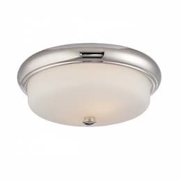 9.8W Dylan Flush Mount, Etched Opal, Polished Nickel