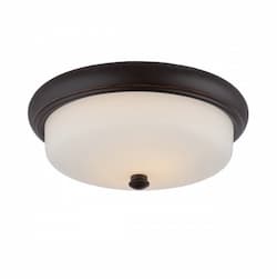 19.6W Dylan Flush Mount, Etched Opal, Mahogany Bronze