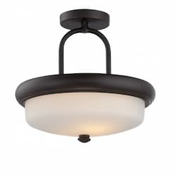 19.6W Dylan Semi-Flush Light, Etched Opal, Mahogany Bronze