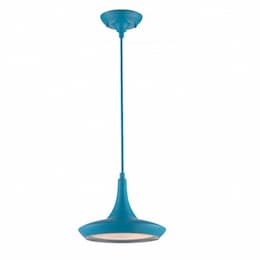 20W Fantom LED Colored Pendant Light, Rayon Wire, Blue Finish 