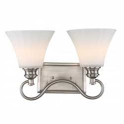 2-Light LED Tess Vanity Fixture, Brushed Nickel, Frosted Fluted Glass