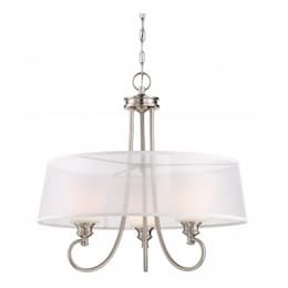 LED Tess Pendant Light Fixture, Brushed Nickel, Frosted Fluted Glass
