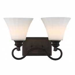 2-Light LED Tess Vanity Fixture, Forest Bronze, Frosted Fluted Glass