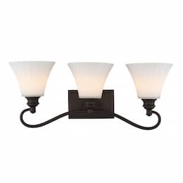 3-Light LED Tess Vanity Fixture, Forest Bronze, Frosted Fluted Glass