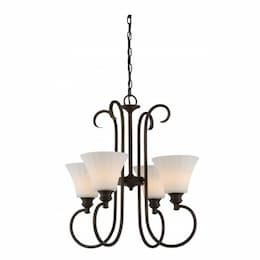 4-Light LED Tess Foyer Chandelier, Forest Bronze, Frosted Fluted Glass