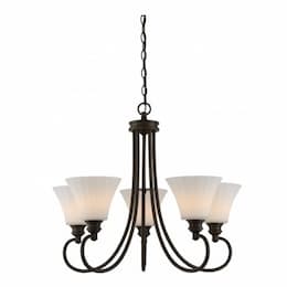 5-Light LED Tess Chandelier, Forest Bronze, Frosted Fluted Glass