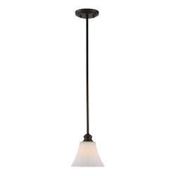 LED Tess Mini Pendant Light Fixture, Forest Bronze, Frosted Fluted Glass