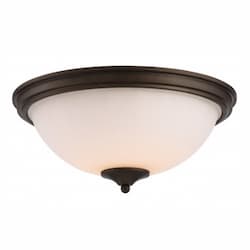 LED Tess Flush Mount Light Fixture, Forest Bronze, Frosted Fluted Glass