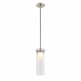 Nuvo LED Pulse Mini Pendant Light Fixture, Brushed Nickel, Clear Seeded Glass