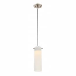 LED Pulse Mini Pendant Light Fixture, Brushed Nickel, White Opal Glass