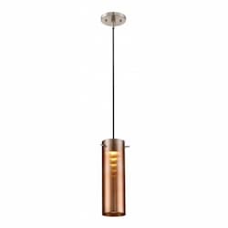 LED Pulse Mini Pendant Light Fixture, Brushed Nickel, Copper Glass
