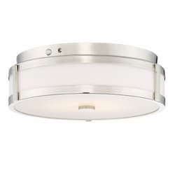 LED Flush Mount Emergency EMR Light Fixture, Polished Nickel, White Acrylic