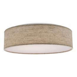 LED Flush Mount Fabric Drum Light Fixture, Beige Fabric, White Acrylic