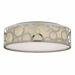 LED Flush Mount Filigree Circles Fixture, Polished Nickel, White Acrylic