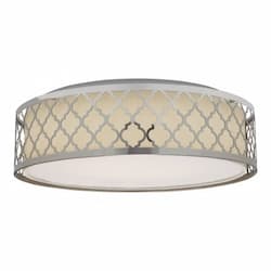 LED Flush Mount Filigree Light Fixture, Polished Nickel, White Acrylic