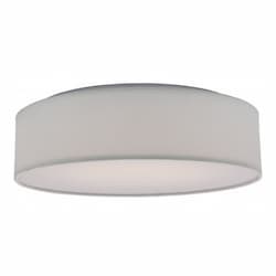 LED Flush Mount Light Fixture, White Fabric, Acrylic Diffuser