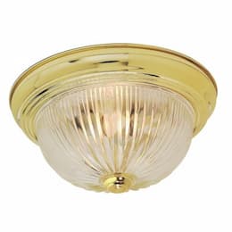 15" LED Flush Mount Light, Clear Ribbed Glass Shade