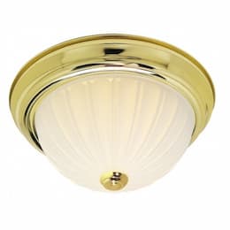 11" LED Flush Mount Light, Polished Brass, Frosted Melon Glass