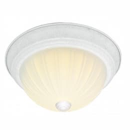 13" LED Flush Mount Light, Textured White, Frosted Melon Glass